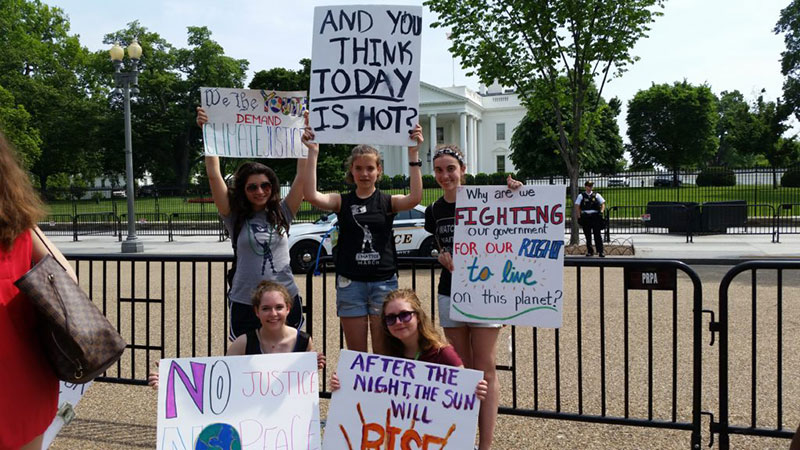The Guardians of the Future bloc at the White House during the Peoples Climate March on April 29, 2017